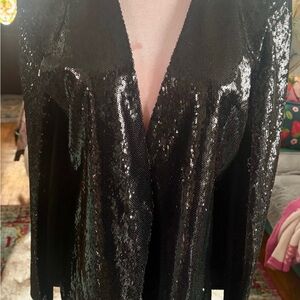 Black Sequin Women's Capelet Blazer Jacket
